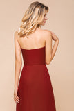 Gorgeous Sweetheart Strapless Rust Bridesmaid Dresses with Ruffle