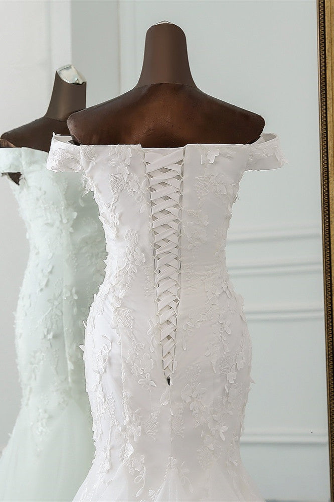Gorgeous Tulle Sweetheart Long Mermaid Wedding Dresses with Lace Online