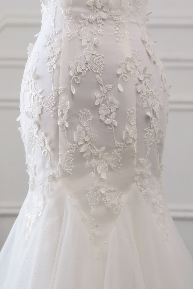Gorgeous Tulle Sweetheart Long Mermaid Wedding Dresses with Lace Online