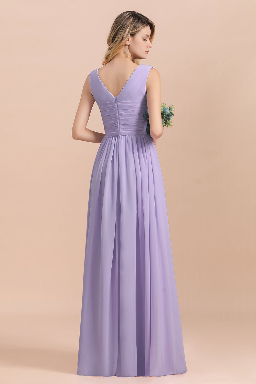 Gorgeous V-Neck Ruffle Lilac Chiffon Affordable Bridesmaid Dresses wit Newinlook Gorgeous V-Neck Ruffle Lilac Chiffon Affordable Bridesmaid Dresses wit Newinlook