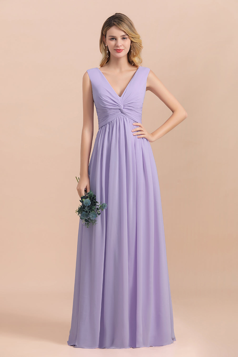 Gorgeous V-Neck Ruffle Lilac Chiffon Affordable Bridesmaid Dresses wit Newinlook Gorgeous V-Neck Ruffle Lilac Chiffon Affordable Bridesmaid Dresses wit Newinlook
