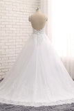 Gorgeous V neck Straps Sleeveless Wedding Dresses White A line Lace Bridal Gowns With Appliques Online