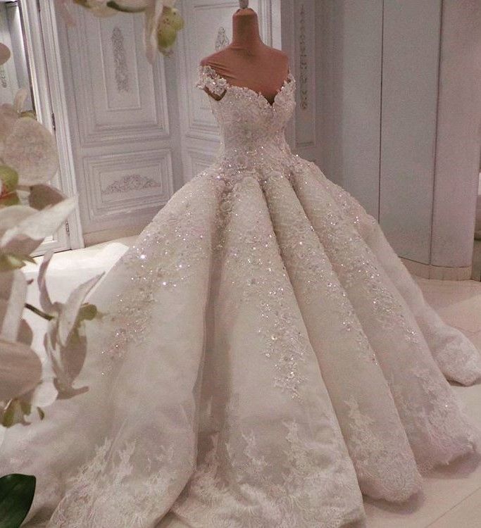Gorgeous White A-line Ruffles Wedding Dresses With Appliques V-neck La – Newinlook