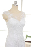 Gorgeous White Mermaid Lace Wedding Dresses With Appliques Jewel Sleeveless Bridal Gowns Online