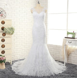 Gorgeous White Mermaid Lace Wedding Dresses With Appliques Jewel Sleeveless Bridal Gowns Online
