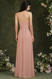 Halter Bridesmaid Dress Long Side Slit