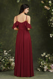Halter Chiffon Bridesmaid Dress Long WIth Ruffle