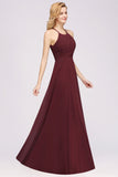 Halter Crisscross Pleated Bridesmaid Dress Blue Chiffon Sleeveless Maid of Honor Dress
