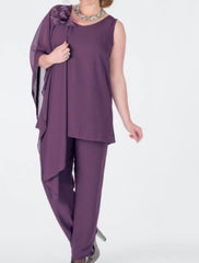 Elegant Chiffon Mother of the Bride Pantsuits with Jacket