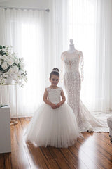 Ivory Tulle Flower Girl Dress With Bowknot