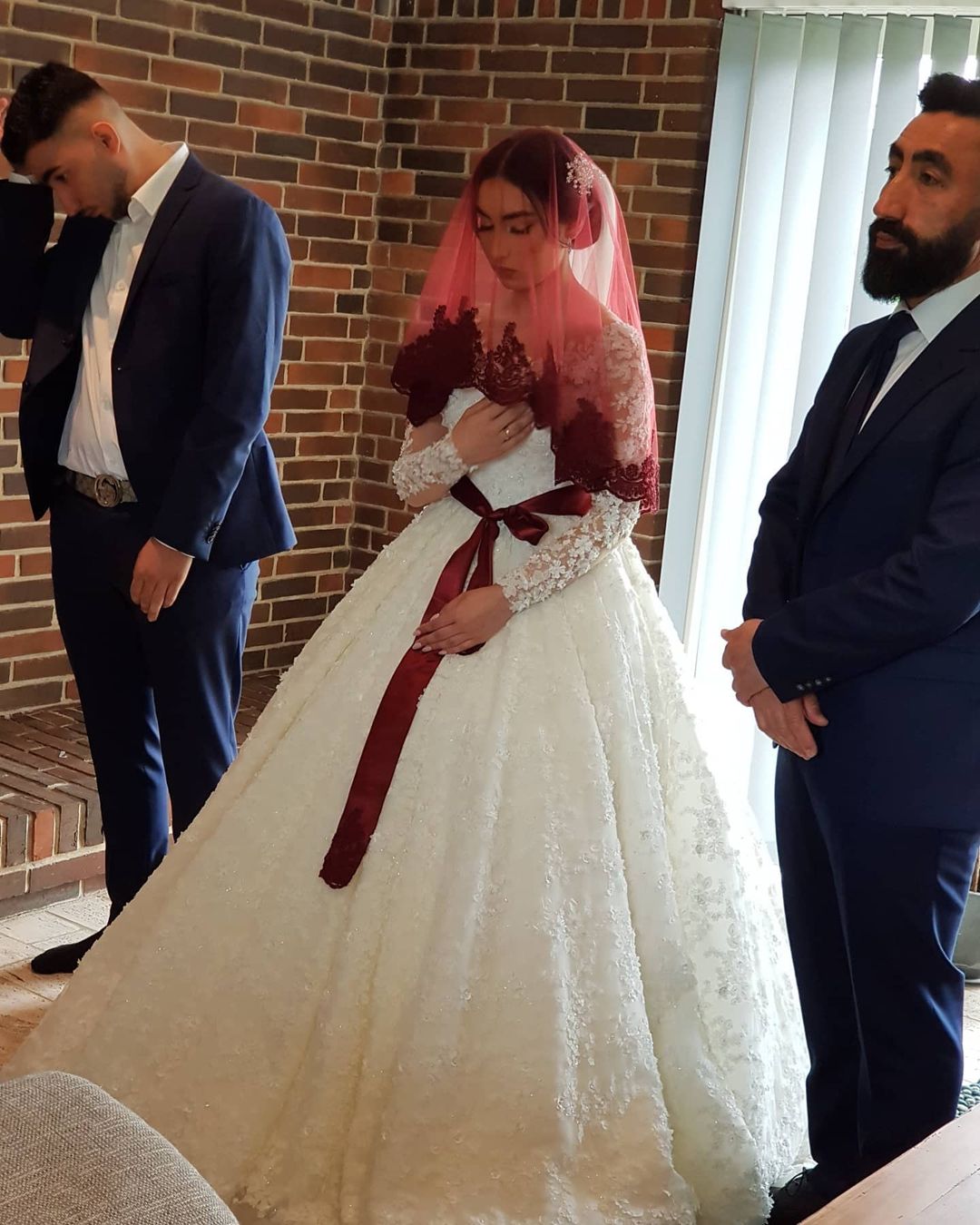 Long Sleeves Lace Ball Gown Wedding Dress Off-the-Shoulder