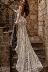 Long Sleeves Mermaid Bridal Dress Lace Sweetheart With Appliques