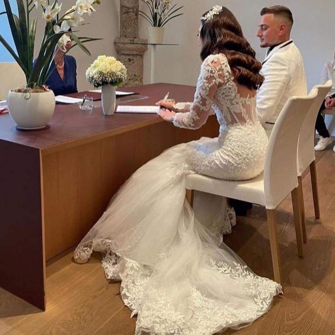 Long Sleeves Mermaid Wedding Dress Lace Online