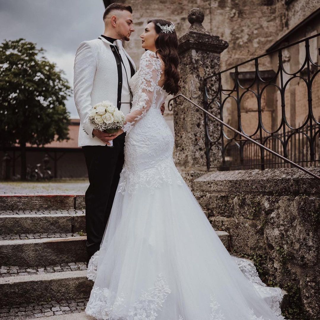 Long Sleeves Mermaid Wedding Dress Lace Online