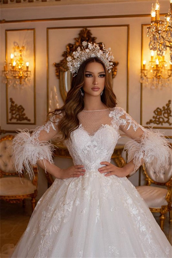 feather lace wedding dress Unique Lace Wedding Dress in Sparkly Feather Pattern