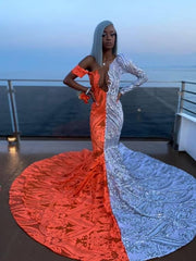 Long Sleeves Sequins Lace Prom Dress Mermaid Online