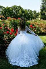 Long Sleeves Tulle Lace Flower Girl Dress On Sale