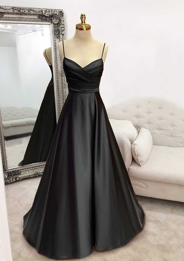 Long/Floor-Length A-Line V-Neck Satin Prom Dress/Evening Dress with Pl Newinlook Long/Floor-Length A-Line V-Neck Satin Prom Dress/Evening Dress with Pl Newinlook