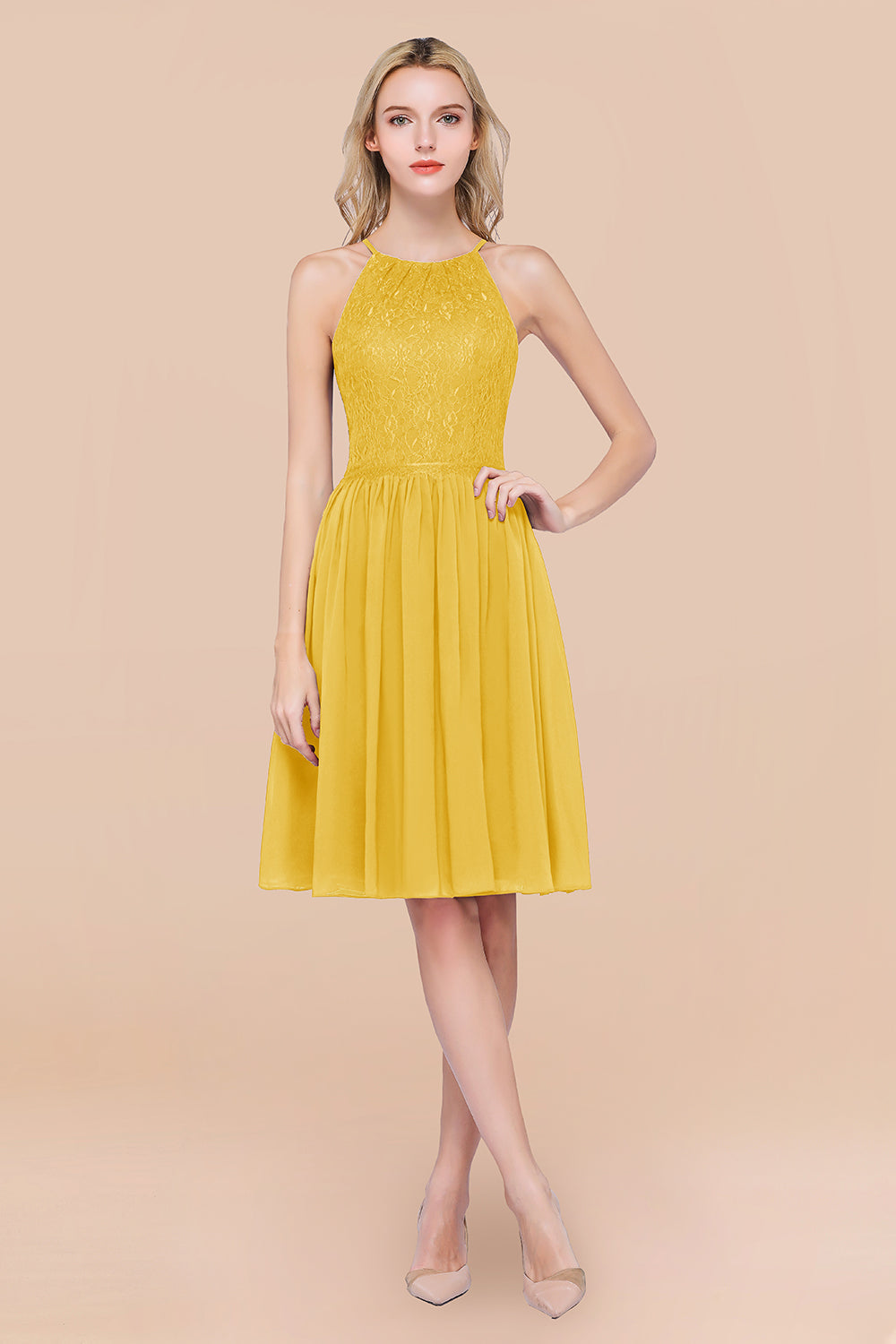 Lovely Burgundy Lace Short Bridesmaid Dress With Spaghetti-Straps