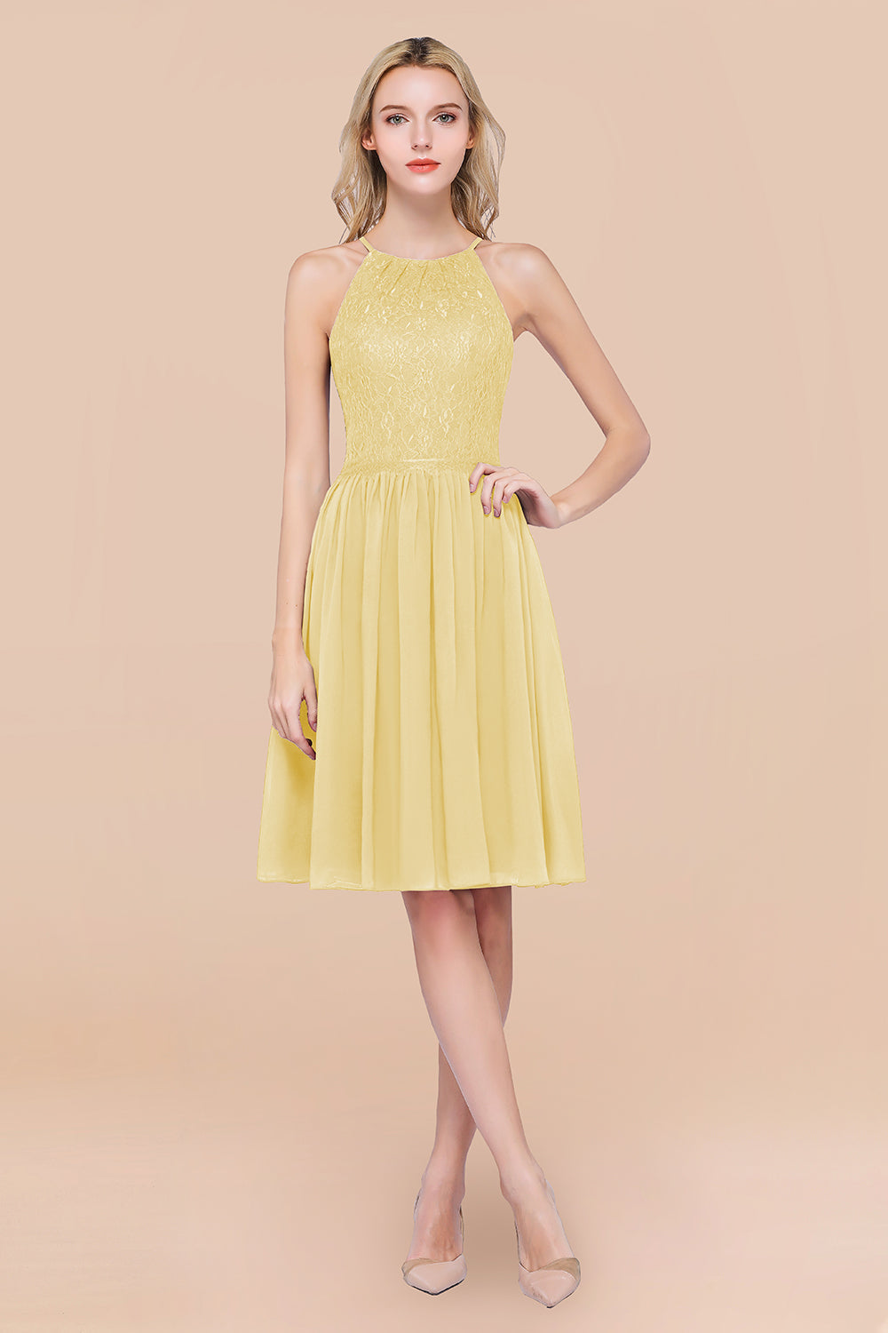 Lovely Burgundy Lace Short Bridesmaid Dress With Spaghetti-Straps