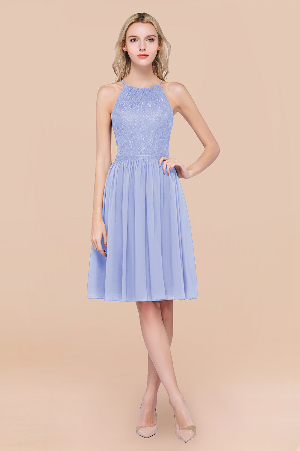 Lovely Burgundy Lace Short Bridesmaid Dress With Spaghetti-Straps