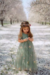 Lovely Green Cap Sleeves A-line Flower Girl Dresses With Appliques-Newinlook