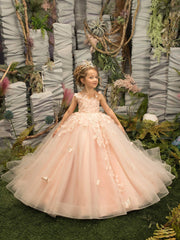 Lovely Sleeveless Ball Gown Flower Girls Dress With Appliques