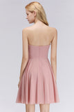 Lovely Sweetheart ruffle Pink Chiffon Short Bridesmaid Dresses Affordable