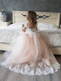 Lovely Tulle Lace Flower Girl Dress Wedding Party with Appliques