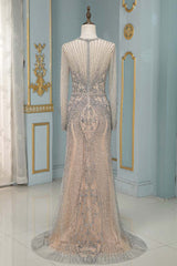 Luxury Jewel Long Sleeves Long Prom Dresses with Beadings Online