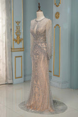 Luxury Jewel Long Sleeves Long Prom Dresses with Beadings Online