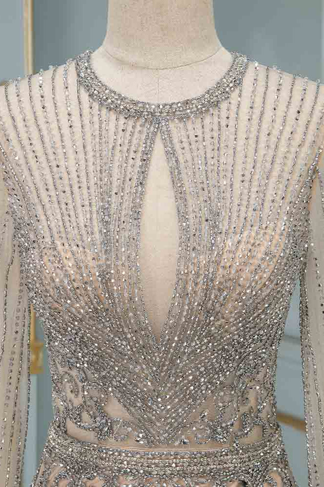 Luxury Jewel Long Sleeves Long Prom Dresses with Beadings Online
