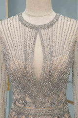 Luxury Jewel Long Sleeves Long Prom Dresses with Beadings Online