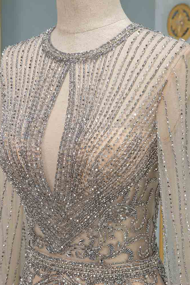 Luxury Jewel Long Sleeves Long Prom Dresses with Beadings Online