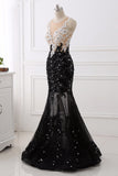 Luxury Tulle Jewel Appliques Mermaid Prom Dresses with Rhinestone Online