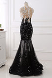 Luxury Tulle Jewel Appliques Mermaid Prom Dresses with Rhinestone Online