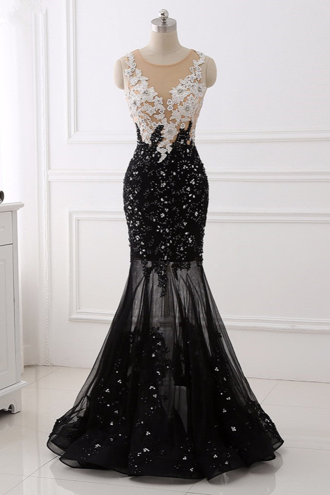 Luxury Tulle Jewel Appliques Mermaid Prom Dresses with Rhinestone Online