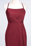 Mermaid Spandex Spaghetti Straps Ruffle Lace Bridesmaid Dress