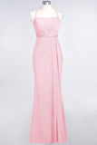 Mermaid Spandex Spaghetti Straps Ruffle Lace Bridesmaid Dress