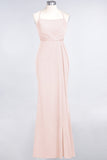 Mermaid Spandex Spaghetti Straps Ruffle Lace Bridesmaid Dress