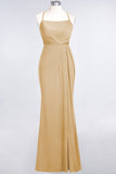 Mermaid Spandex Spaghetti Straps Ruffle Lace Bridesmaid Dress