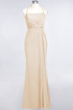 Mermaid Spandex Spaghetti Straps Ruffle Lace Bridesmaid Dress