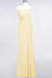 Mermaid Spandex Spaghetti Straps Ruffle Lace Bridesmaid Dress