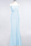 Mermaid Spandex Spaghetti Straps Ruffle Lace Bridesmaid Dress