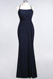 Mermaid Spandex Spaghetti Straps Ruffle Lace Bridesmaid Dress