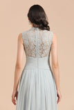 Mist High-Neck Lace Bridesmaid Dress Long Online