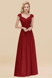 Modest Chiffon Sweetheart Sleeveless Affordable Bridesmaid Dresses with Ruffles