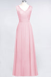 Modest Chiffon V-Neck Burgundy Lace Bridesmaid Dresses Online