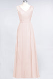 Modest Chiffon V-Neck Burgundy Lace Bridesmaid Dresses Online