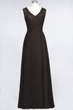 Modest Chiffon V-Neck Burgundy Lace Bridesmaid Dresses Online